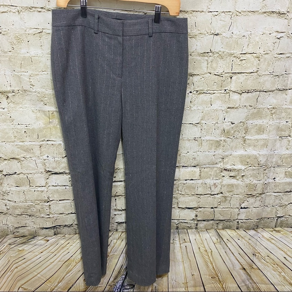 Antonio Melani Gray Pink Metallic Weave Flare Leg Dress Pants